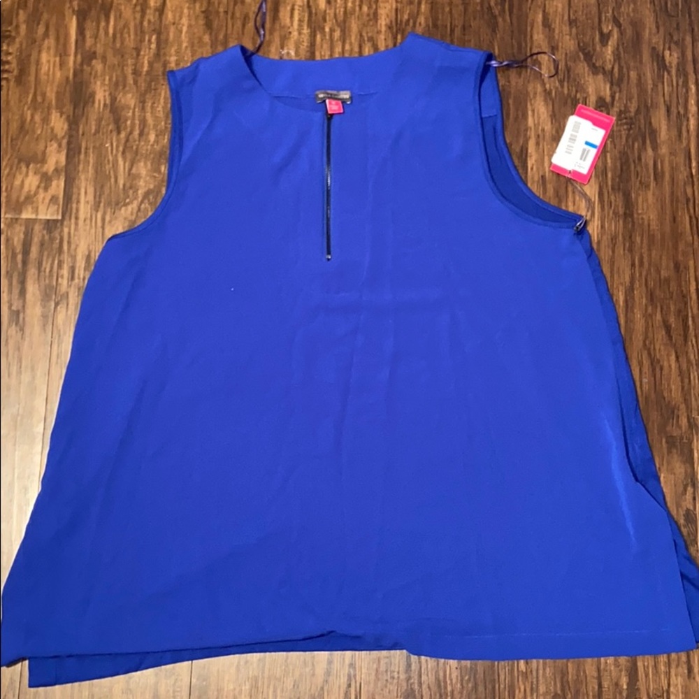 Blue, sleeveless top w/zipper-NEVER WORN!